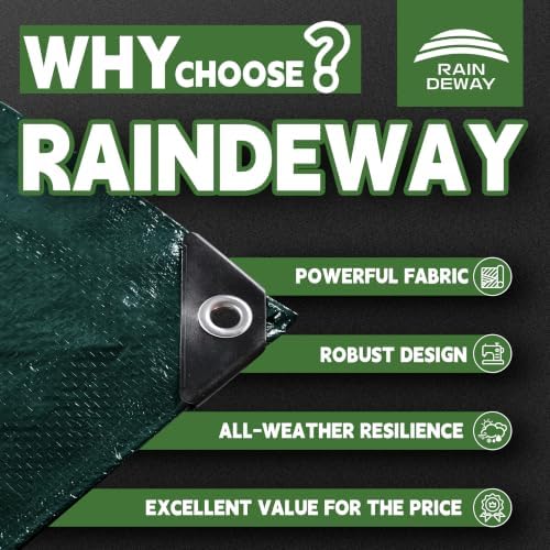 RAINDEWAY Large Green Tarp 48x48 Feet,5.5 Mil Multipurpose Waterproof Tarps - Image 2