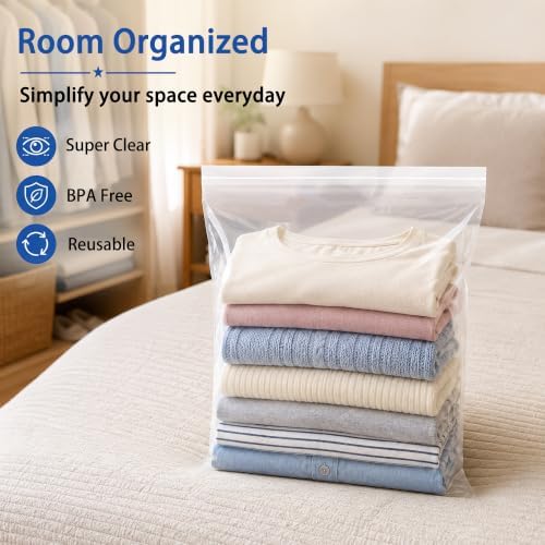 Extra Large 5 Gallon Zippered Plastic Bags for Storage- 18'' x 24'', Ideal for Clothes Clothing, Travel, Moving, 2-mil Thick Clear Plastic, 20 pack - Image 6