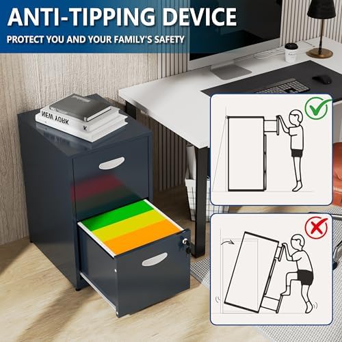 Polup 2 Drawer File Cabinet with Lock, Metal Filing Cabinet for Home Office - Image 6