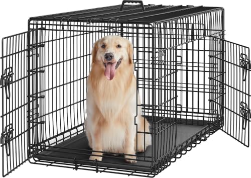 Yaheetech 42inch Double Door Dog Crate w/Divider, Collapsible Metal Kennel by Yaheetech