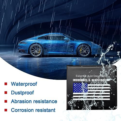 Ziciner Car Registration Insurance Holder, 2Pack Essential Auto Card Document Glove Box Organizer with Touch Fastener, Vehicle Interior Accessories Perfect for Most Car, Truck, SUV (Black/Blue Flag) - Image 4