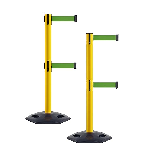 Crowd Control Warehouse CCW Set of 2 Retractable Dual Belt Stanchion Safety by Crowd+Control+Warehouse
