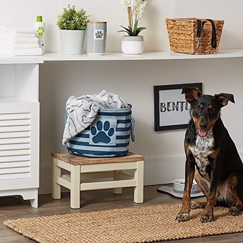 Bone Dry Pet Storage Collection Striped Paw Patch Bin, Dark Navy, Small Round - Image 6
