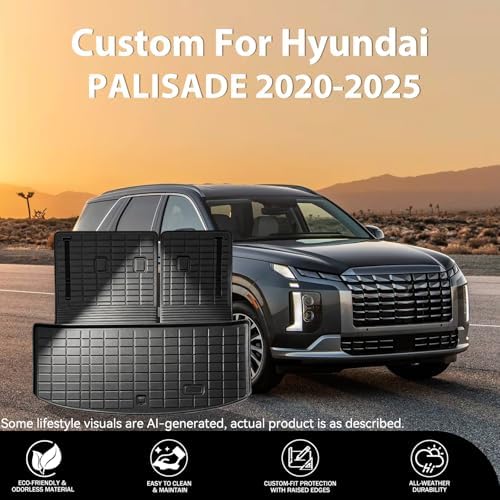 Prosheve Floor Mats & Cargo Liner Set for Hyundai Palisade 2020-2025 7/8 Passenger (2020-2025 Hyundai Palisade Cargo Mats) - Image 2