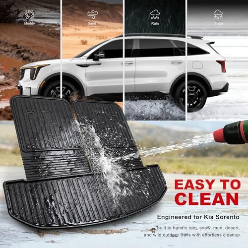 Cargo Mat for Kia Sorento 2021-2026, IKABEVEM Trunk Mat with Seatback Mat - Image 4
