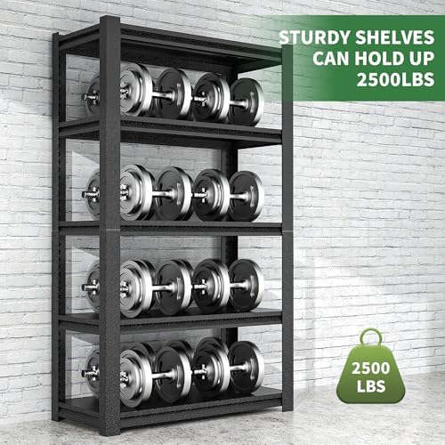 78" H Garage Shelves, Garage Shelving Heavy Duty, 3000Lbs 5 Tier Adjustable Garage Storage Shelves Suitable for Warehouse, Basement, Workshop,Require Assembly, 18" D*48" W *78" H(Black) - Image 5