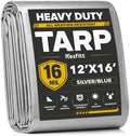 Kesfitt 16 Mil Heavy Duty Waterproof Tarp, 12x16 FT, Silver & Blue by Kesfitt