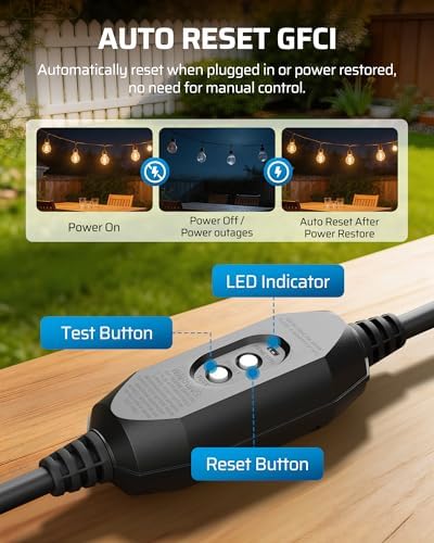 DEWENWILS 3 FT Automatic Reset GFCI Extension Cord Outdoor, UL Listed - Image 4