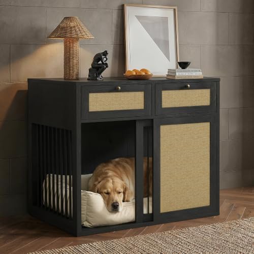 PureCozy Wooden Dog Crate Furniture, Left Unit, 40 Inch, Black Oak by PureCozy