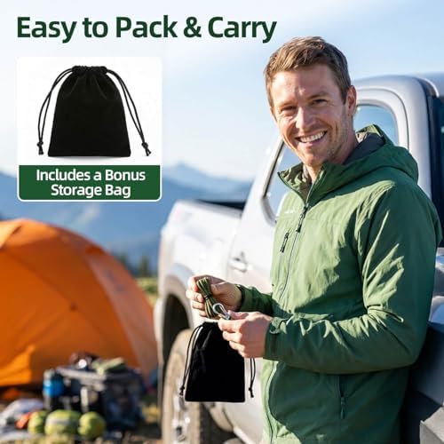 6 Pack Rope Tightening Tool & Tensioner with Alloy Buckles and Storage Bag, Tie Down Ropes for Tent, Tarp, Hammock, Clothesline, Luggage & Outdoor Use (Green) - Image 2