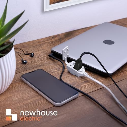 Newhouse Electric 12-Foot 2-Prong Indoor Outlet Extension Cord with Tamper Guard CTCORD12FT-WH Slim Indoor Extension Cord and Cube Tap for Home Essentials, Apartments, and Home Improvement Projects - Image 7