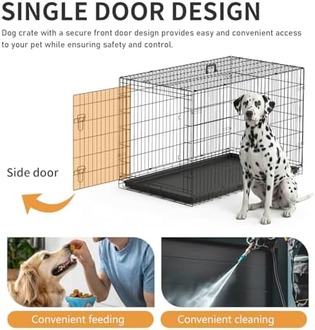 FDW | 48" Foldable Metal Dog Crate | Dark Black | Cage for XL Dogs - Image 4