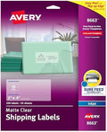 Avery Printable Shipping Labels with Sure Feed, 2" x 4" Customizable Stickers, Matte Clear, 250 Blank Mailing Labels, Great for Mailing, Shipping, and More (8663) by Avery