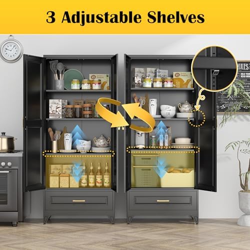 SteeLoong 75" Metal Storage Cabinet with Doors and 3 Adjustable Shelves - Image 5