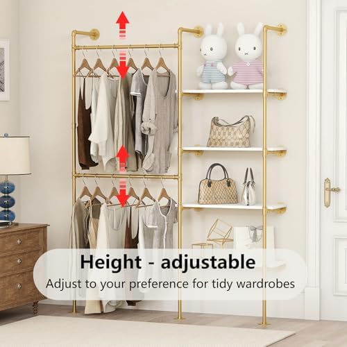 Industrial Pipe Clothing Rack with Shelves - Image 3