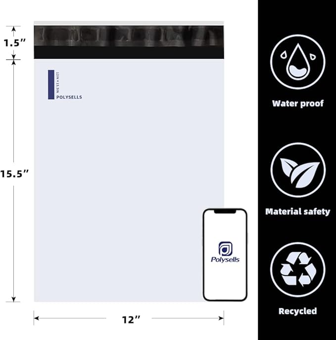 POLYSELLS 500 Pcs 12x15.5 Inch White Poly Mailers Shipping Envelopes, Strong - Image 2