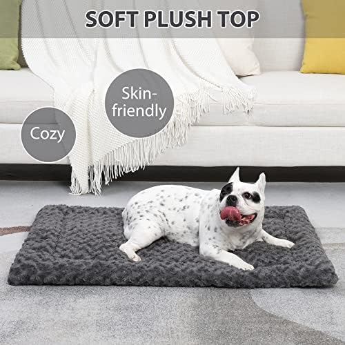 Washable Dog Bed Mat Crate Pad Soft Fluffy Pet Kennel Beds Dog Sleeping Mattress for Large Jumbo Medium Small Dogs, 30 x 19 Inch, Gray (Pack of 2) - Image 2