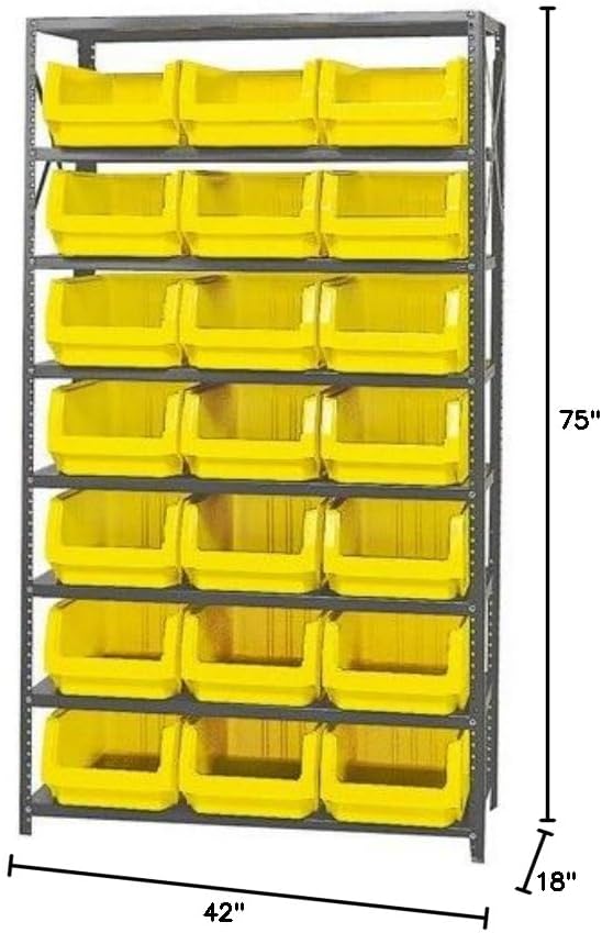 Quantum Storage Systems MSU-532BL Solid Heavy Duty 8 Shelves 21 MAGNUM Blue Bins 75" H x 42" W x 18" D - Image 2