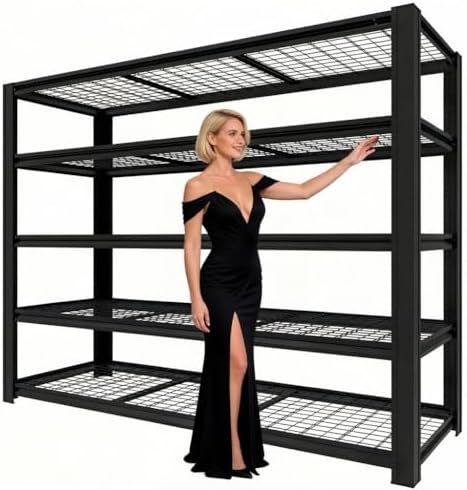 84H Storage Shelves Heavy Duty, 5000 LBS Garage Shelving, 5 Tier Adjustable Metal Garage Shelving Units, for Garage Storage, Warehouses, Basement，Storage Room，84H*55W*24.03D by RUYKPTA