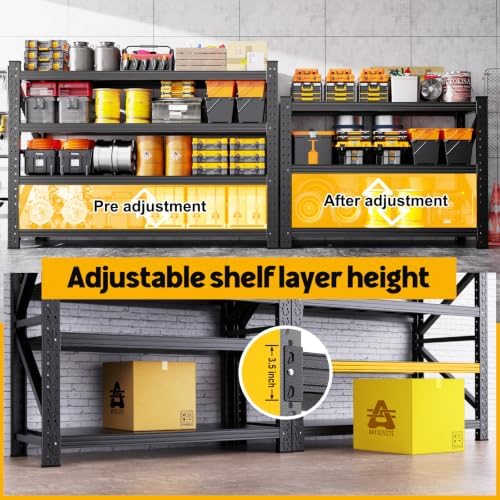 2-Pack 5000LBS Garage Shelving Heavy Duty Storage Shelves, 3 Tier Metal Shelving Unit,Adjustable Heavy Duty Shelving 59" W x 20" D x54“H - Image 5