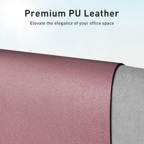 Aothia Faux Leather Desk Mat – Large Mouse Pad, Non-Slip PU Leather Blotter, Waterproof Writing Surface for Office and Home (Dark Pink, 47.2" x 23.6") - Image 2