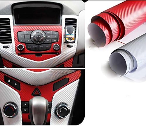 F & B LED LIGHTS Red 3D Carbon Fiber Film Twill Weave Vinyl Sheet Roll Wrap - Image 2