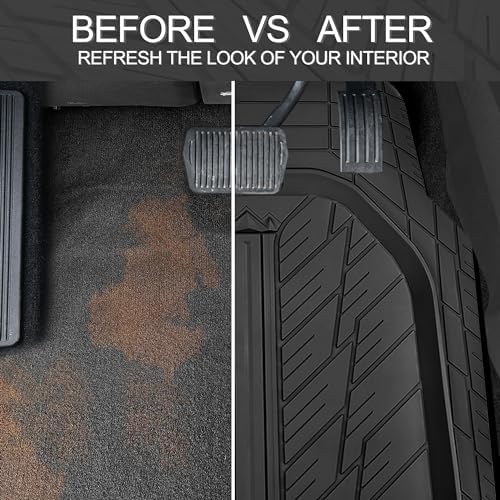 CAR PASS Deep Dish Floor Mats for Cars, Heavy Duty Rubber Floor Mats with Trunk Cargo Liner, Universal Trim-to Fit Automotive Floor mats for Truck Van SUV Waterproof All Weather Car Mats Solid Black - Image 6