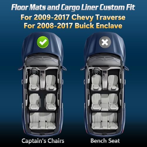 Floor Mats for Chevy Traverse 2009-2017 & Buick Enclave 2008-2017(7 Seats) - Image 3
