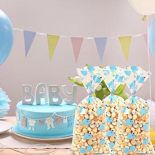 100 Pcs 5"X11" Gift Wrap Cello Cellophane Treat Bags Clear Candy Cookie Plastic Poly Goodie Storage Bags with Twist Ties for Baby Shower, Birthday, Wedding, Party - Image 5
