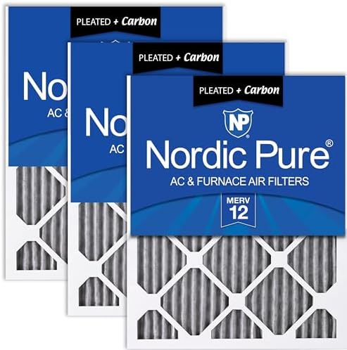 Nordic Pure 18x20x1 Pleated MERV 12 Plus Carbon Air Filters 3 Pack by NordicPure