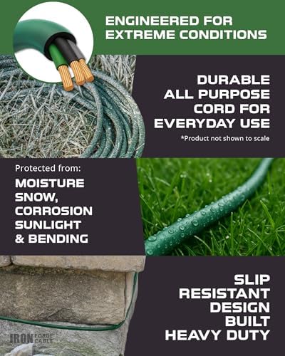 Iron Forge Cable 40 Foot Outdoor Extension Cord - 16/3 SJTW Durable Green Extension Cable with 3 Prong Grounded Plug for Safety - Great for Powering Outdoor Christmas Decorations - Image 4