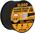 Heavy Duty Bungee Cord Roll, 1/4" x 110ft Marine Grade Outdoor Bungee Cords, Black Super Elastic Shock Cords, Long Cord for Cargo, Camping, Bike Racks, Tents by ELEAD