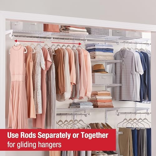 Rubbermaid Configurations Deluxe Custom Closet Kit 4-8Ft. Adjustable Metal Wire Shelving White Finish Expandable Organization System Hardware Included for Home Closet/Pantry/Laundry/Mudroom - Image 4