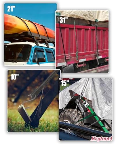 10" 15" 21" 31" Bungee Cords with Hooks Heavy Duty 20 Pack – EPDM Rubber UV Resistant, Assorted Sizes, Tarp Straps Tie Down for Truck, Towing, Construction, Marine, Trailer - Image 5