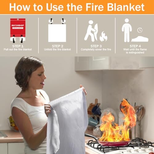 Mondoshop 6 Pack Emergency Fire Blanket for Home Emergency, 40"x40" - Image 2