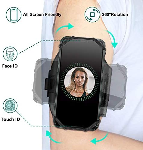 VUP Detachable Running Phone Holder 360°Rotatable Armband for iPod MP3 Player iPhone, Fits All 4-6.7 Inch Smartphone Device, with Key Holder for Running Hiking Biking (Black-Detachable) - Image 2
