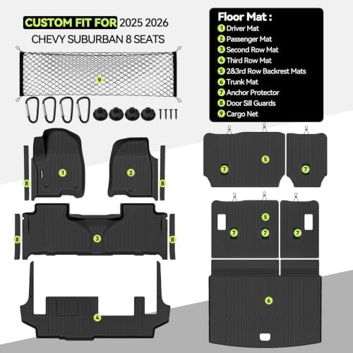 Floor Mat Set for 2025 2026 Chevy Suburban/GMC Yukon XL 8 Seats - Image 2