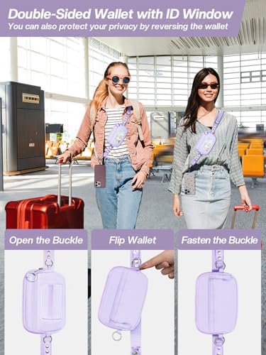 Tiostep Clip and Go Strap for Phone with Wallet Crossbody Phone Lanyard Adjustable and Detachable RFID Wristlet Wallet (Purple, Medium) - Image 3