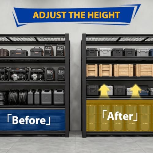5000LBS 5-Tier Heavy Duty Garage Shelving, 84.01" H x 62.01" W x 24.01" D Adjustable Boltless Metal Storage Rack, Black Industrial Shelving Unit for Warehouse, Basement, Pantry - Image 5