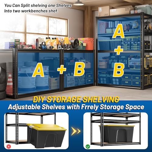 ROOMFAVE Garage Shelving Adjustable 5 Tier Storage Shelves 2050LBS,4PCS - Image 6