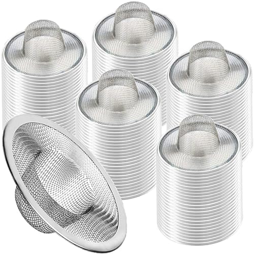 Heavy Duty Stainless Steel Slop Basket Filter Trap Mesh Metal Sink Strainer Perfect for Kitchen Sink/Bathroom Bathtub Wash Basin Floor Drain Balcony Drain Hole Utility (2.75" 100pcs) by ArtioHipo