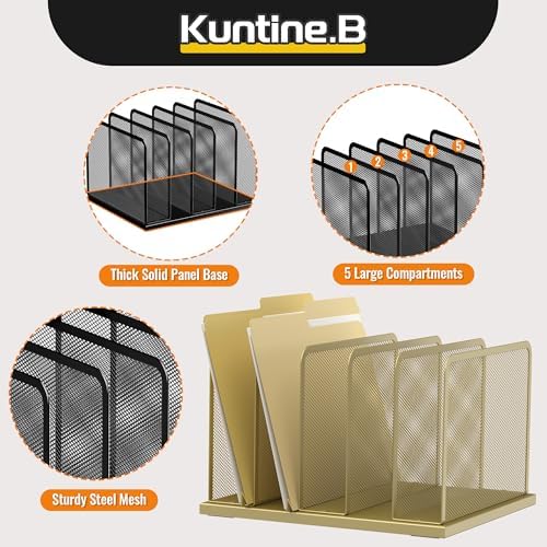 Kuntine.B 5-Section Upright Desk File Organizer Gold 1 Pack - Image 4