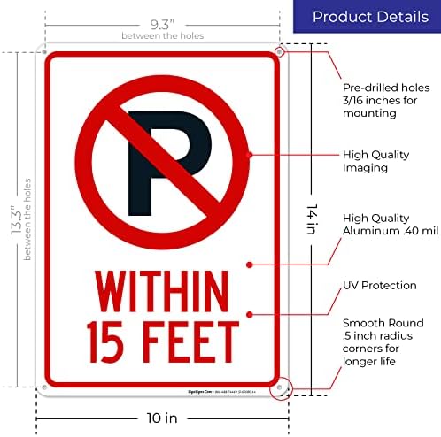 No Parking Symbol Within 15 Feet Sign, - Image 3