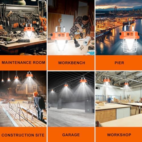 NS 100W Led Temporary Work Light 15000LM Construction Lights 5000K Daylight White Portable Hanging Work Lights for Outdoor Indoor Garage Shop High Bay Warehouse Lighting - Image 6