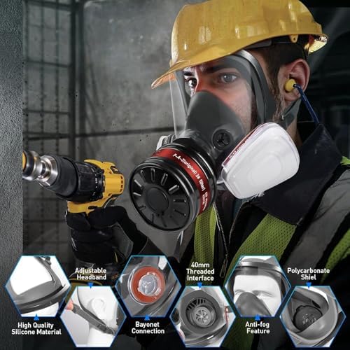Full Face Gas Mask,Respirator Mask for Gases,Chemical,Spray Paint - Image 3