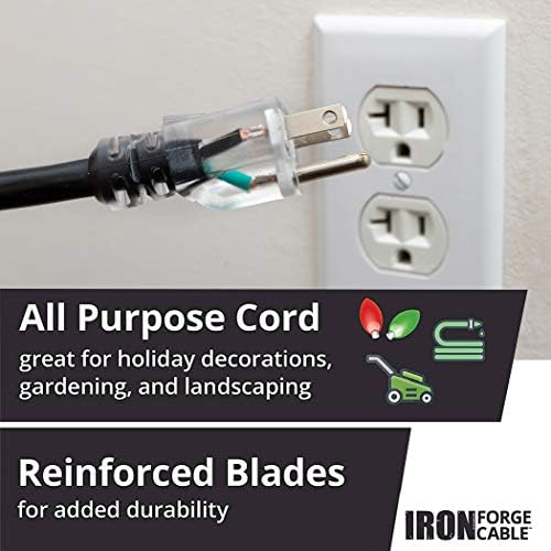Iron Forge Cable 12 Gauge Extension Cord Multi Outlet, 10 Ft - Black SJTW - Image 4