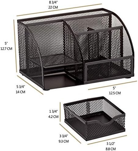 Annova Mesh Desk Organizer Office with 7 Compartments + Drawer/Desk Tidy Candy/Pen Holder/Multifunctional Organizer (Black) - Image 2