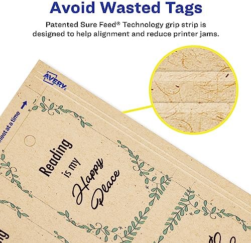 Avery Kraft Brown Rectangle Tags, Sure Feed Technology, 2" x 3.5", Laser/Inkjet Printable, 64 Total, Strings Included, Also Great for Gifts and Favors (80517) - Image 2