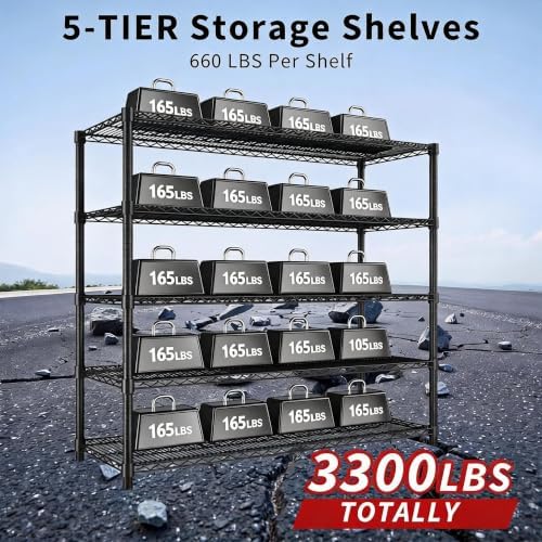 Garvee 76.8" H Storage Shelves 5-Tier Garage Shelving Adjustable for Pantry - Image 4