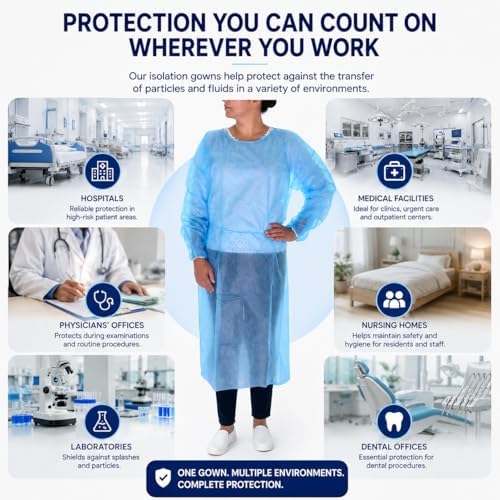 Dealmed Blue Isolation Gown - Disposable, Latex-Free, Case of 50 - Image 6